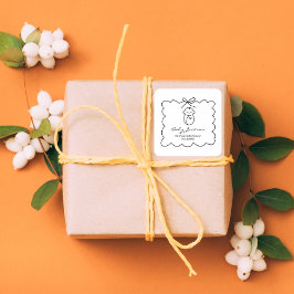 Neutrales Niedliches Baby & Bow Moderne Babydusche Quadratischer Aufkleber