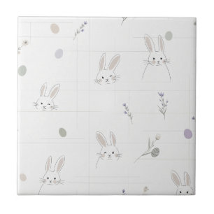Neutrales Osterhasen-Pastell-Blumenmuster Fliese