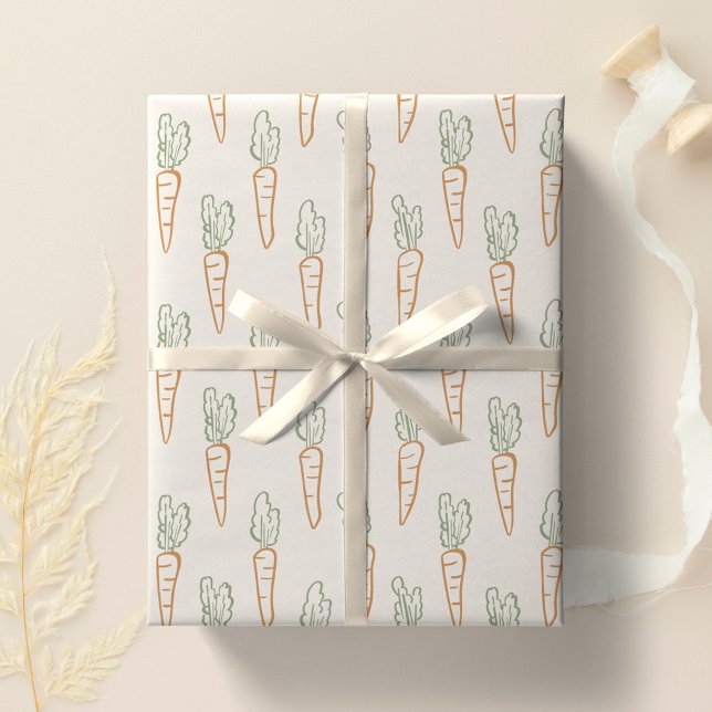 Neutrales Ostermuster Karotte Frühling Garten Beig Geschenkpapier (Von Creator hochgeladen)
