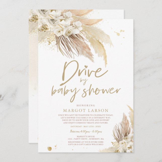 Neutrales Pampas-Graslaufwerk für Gender durch Bab Einladung (Vorne/Hinten)