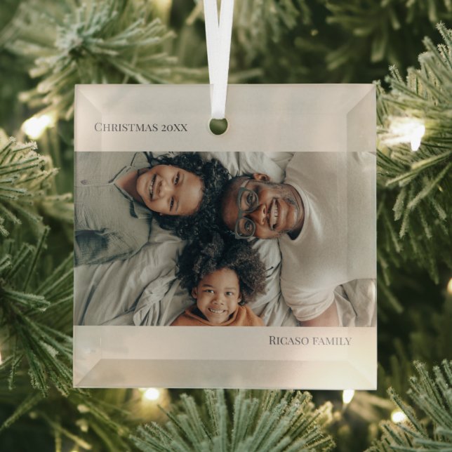 Neutrales Personalisiertes Foto Ornament Aus Glas (Insitu)
