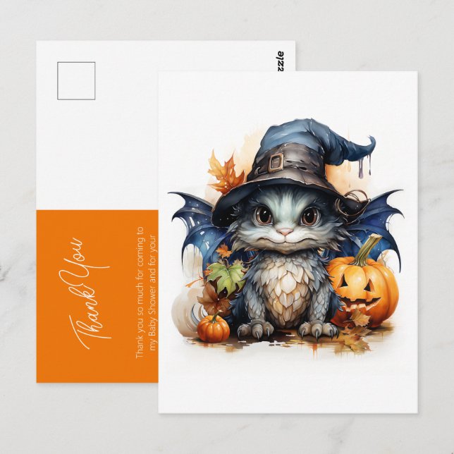 Neutrales Personalisiertes Watercolor-Baby-Dragon Postkarte (Vorne/Hinten)