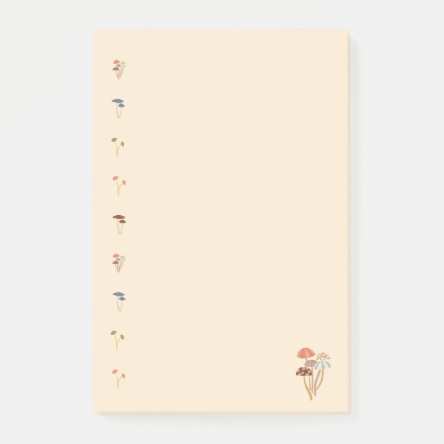 Neutrales Pilzmuster Post-it Klebezettel (Vorderseite)