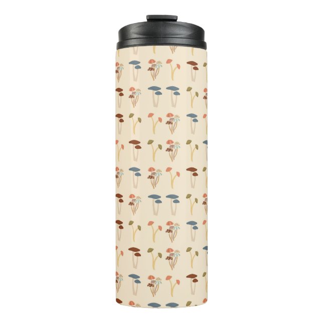 Neutrales Pilzmuster Thermosbecher (Vorderseite)
