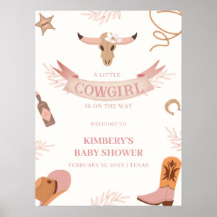 Neutrales Pink Boho Cowgirl Baby Shower Willkommen Poster