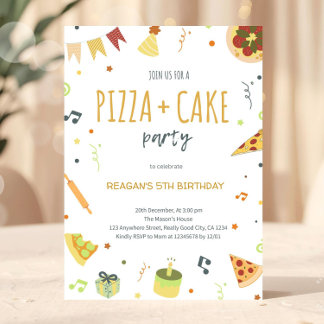 Neutrales Pizza Party Minimalistisch Moderne Einla Einladung
