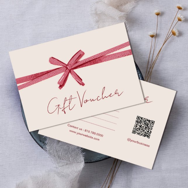 Neutrales rosa Band auf beigem Geschenkgutschein (Neutral pink Ribbon On Beige gift certificate #zazzlemade #giftvoucher #Giftlink $simplegiftvoucher)