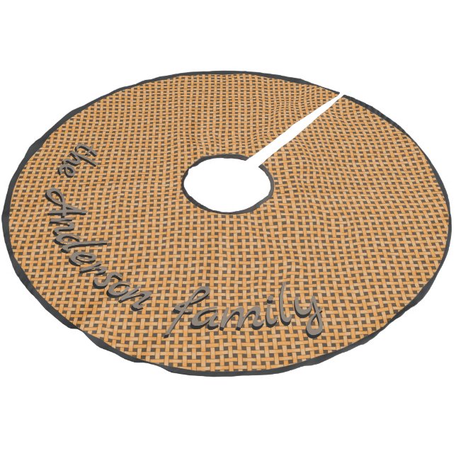 Neutrales Rustikales Gelb mit benutzerdefiniertem  Polyester Weihnachtsbaumdecke (Schrägansicht)