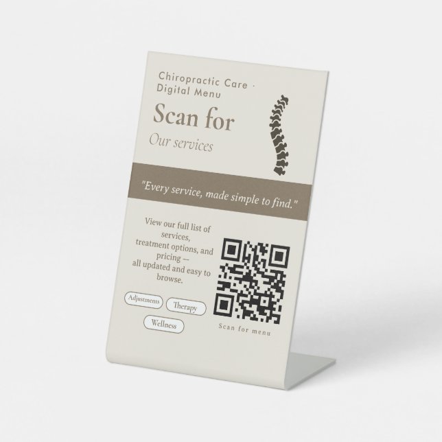 Neutrales Scan-Schild für Menü-QR-Code | Digitales Sockelschild (Vorderseite)