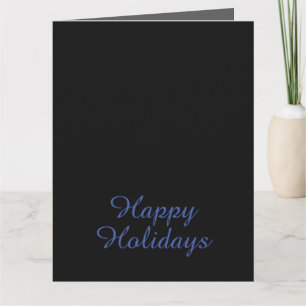 Neutrales Schwarz & Blau Elegantes Happy Holidays Karte