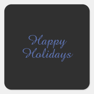 Neutrales Schwarz & Blau Elegantes Happy Holidays Quadratischer Aufkleber