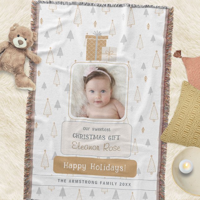 Neutrales Soft Baby's 1. Weihnachten Foto Decke (Neutral Soft Baby's 1st Photo Christmas Throw Blanket ©Susanne Sachers - Sunny Mind 🌞)
