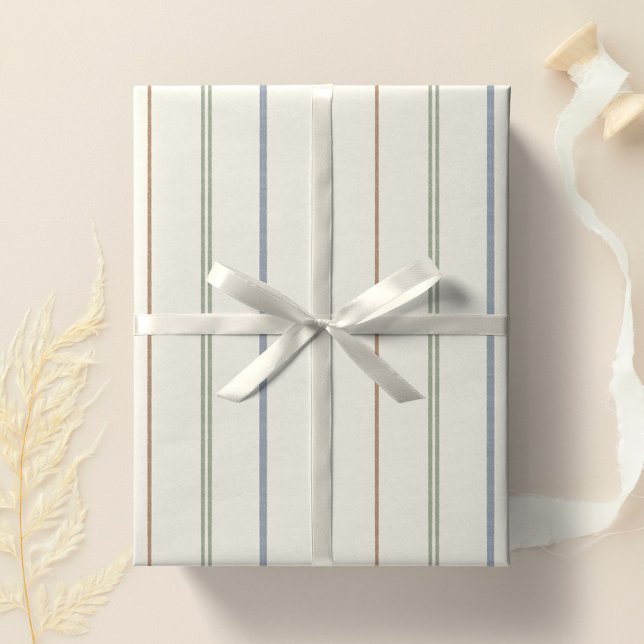 Neutrales Streifenmuster Boho Erdig Minimal Modern Geschenkpapier (Von Creator hochgeladen)