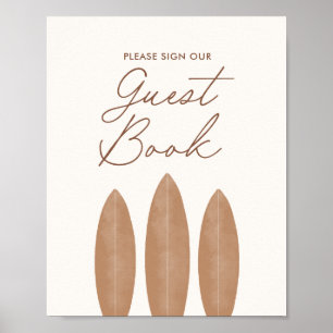 Neutrales Surfboard Baby Shower Lieblings Gästebuc Poster