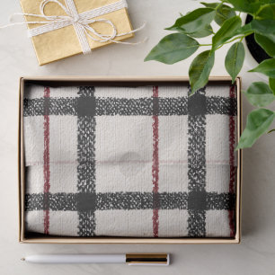 Neutrales Tartan Weiß Schwarz und Rot Seidenpapier