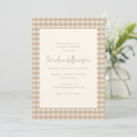 Neutrales Taupe-Beige-Gingham-Karo-Brautjungfernpa
