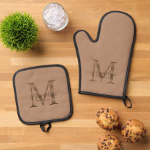 Neutrales Taupe und metallisches Gold Monogramm Sc
