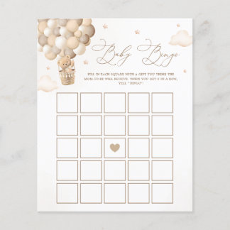 Neutrales Teddy Bear Baby Shower Bingo Spiel
