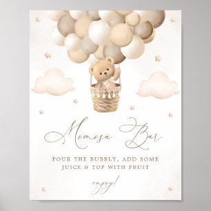 Neutrales Teddy Bear Baby Shower Mimosa Bar Poster