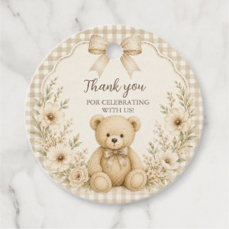 Neutrales Teddybär-Baby-Shower-Dankeschön-Tag Geschenkanhänger
