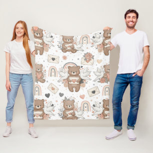Neutrales Teddybär-Baby-Shower-Muster Fleecedecke