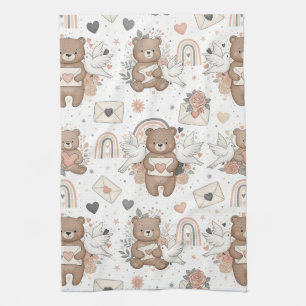 Neutrales Teddybär-Baby-Shower-Muster Geschirrtuch