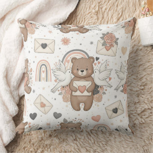 Neutrales Teddybär-Baby-Shower-Muster Kissen