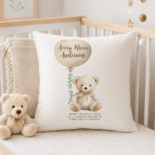 Neutrales Teddybär-Geburts-Stats-Baby-Kissen Kissen