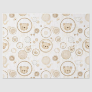 Neutrales Teddybär-Kreis-Muster Beige Baby Seidenpapier