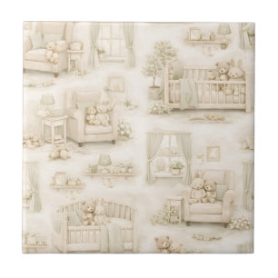 Neutrales Teddybär-Nursery-Zimmer Beige-Muster Fliese