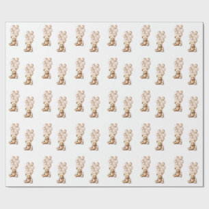 Neutrales Teddybär- und Ballon-Wrapping-Papier Geschenkpapier