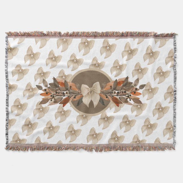 Neutrales „Thanksgiving Taupe Blätter“ Decke (Vorderseite)