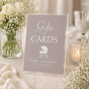 Neutrales Toile-Babyshower-Geschenke- und Karten-S
