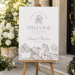Neutrales Toile de Jouy-Baby-Shower-Willkommenssch Poster