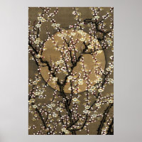 Neutrales Ton Vollmond Kirschblüten Design Kunst