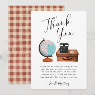 Neutrales Travel Baby Shower Gender Dankeskarte