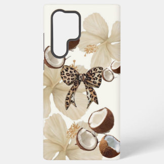 Neutrales Tropisches Hibiskus- und Kokosnuss-Handy Samsung Galaxy Hülle
