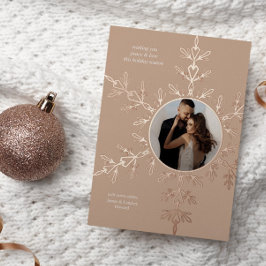 Neutrales und Rose Gold Snowflake Foto Folien Feiertagskarte