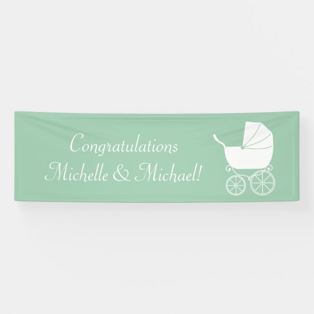 Neutrales Vintag Carriage Baby Shower Gender Banner (Horizontal)