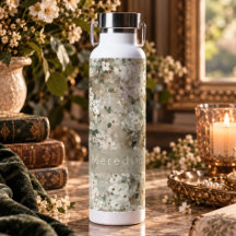 Neutrales Vintage-Weiß-Wildblumen-Blumenmonogramm