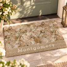 Neutrales Vintage-Weiß-Wildblumen-Monogramm