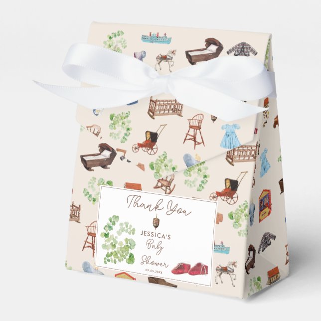 Neutrales Vintages Kinderzimmer Spielzeug Babydusc Geschenkschachtel (Vorderseite)