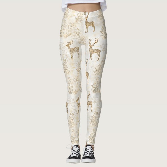 Neutrales Waldhirschmuster Leggings (Vorderseite)