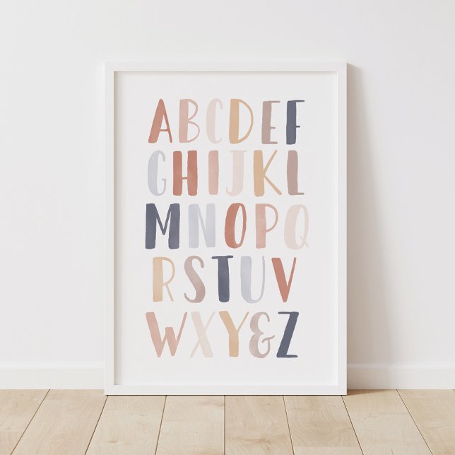 Neutrales Wasserfarben-Alphabet-Kinderzimmer Poster (Von Creator hochgeladen)