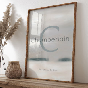 Neutrales Wasserfarben-Druck mit individuellem Nac Poster