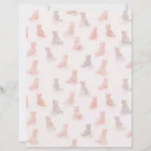 Neutrales Wasserfarben-Katze-Muster-Papierblatt