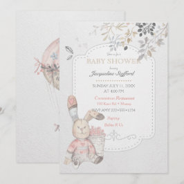 Neutrales Watercolor Baby Bunny Gender Einladung