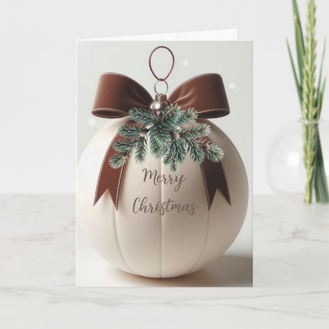 Neutrales Weihnachtsgeschenk Elfenbeinsamt Dekor Feiertagskarte (Vorderseite)