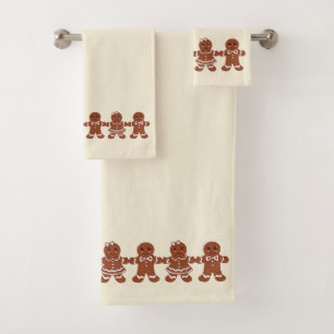 Neutrales Weihnachtsgingerbrot Badehandtücher Set
