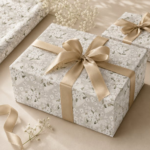 Neutrales weißes Blumen-Geschenkpapier Geschenkpapier
